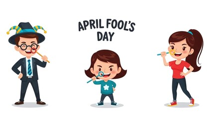 A playful illustration celebrating April Fool's Day, conveying humor and lighthearted fun for marketing materials, social media, or website content.