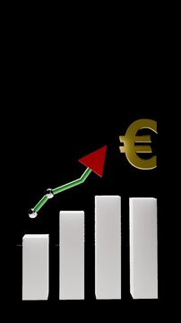 Euro Currency Market Growth with Upward Trend Graph - Transparent Background