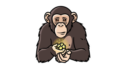 Obraz premium Chimpanzee holding glowing berries