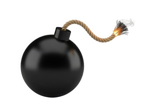 Burning fuse on black bomb