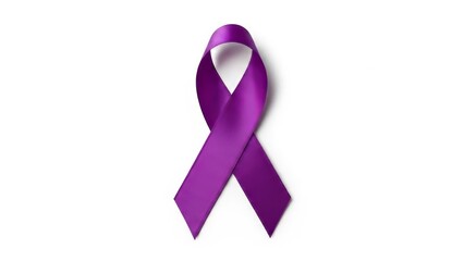 Purple awareness ribbon isolated on white background