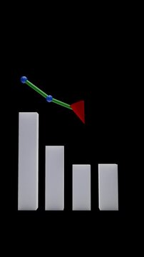 Financial Crisis Downward Trend Bar Graph - Transparent Background