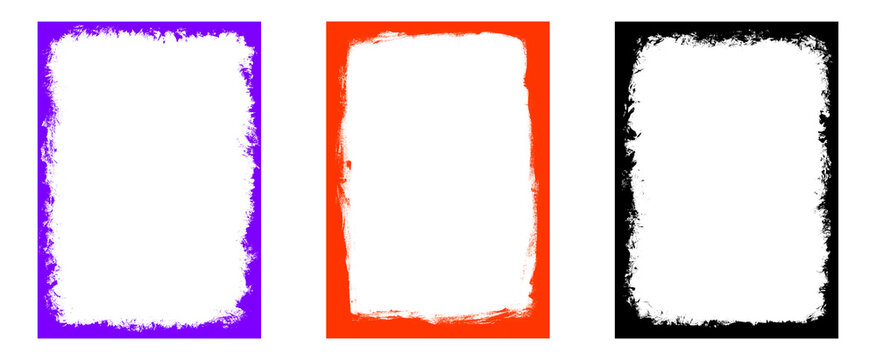 Blue grunge border frame isolated on transparent grid background artistic distressed decorative edge element grunge design photo overlay