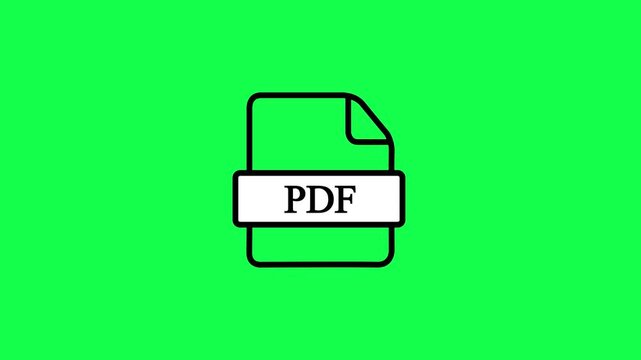 PDF file icon with white label and green background document symbol with video animation.