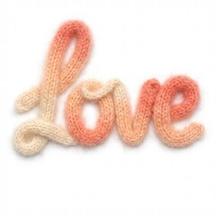Knitted Text Art Design Representing Love in Soft Colors