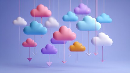 Colorful clouds abstract concept with download arrows
