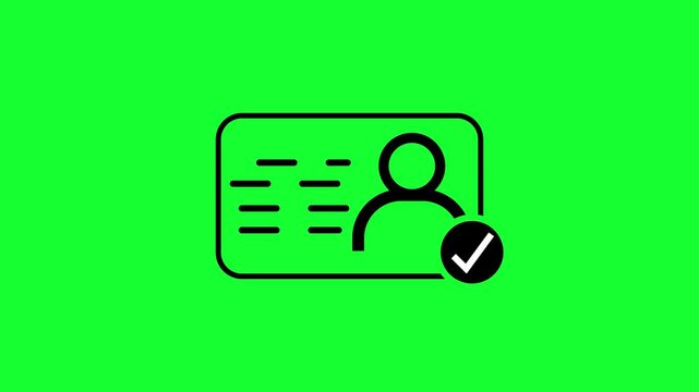 NID card and check mark icon animation, profile verify icon with check mark symbol on a green Background. Nationality verify icon animation , with 4k video animation.