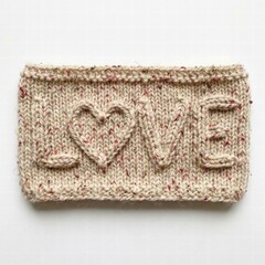 Handmade Knitted Textured Piece Featuring Love Theme Design