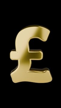 Golden British Pound Currency Symbol - 3D Financial Concept