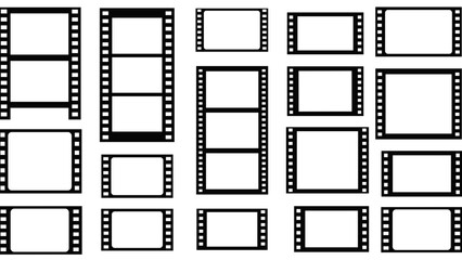 Collection of filmstrip frames and negative film strips.