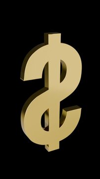 Golden Dollar Symbol Seamless Rotating Loop - 3D Animation