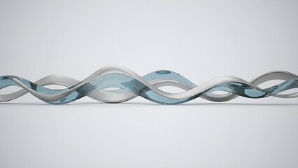 Arctic Blue Glass Wave with Silver Minimalist Structure