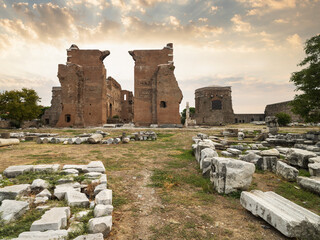 Pergamon ancient city. Temple of Separation or Red Basilicas. A monumental landmark in the city of Pergamon. Izmir, T&uuml;rkiye