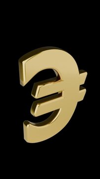 Golden Euro Symbol Seamless Rotating Loop - 3D Animation