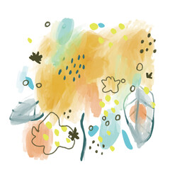 Watercolor-Style Abstract Flower Illustration