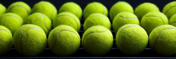 tennis balls, row, banner, art