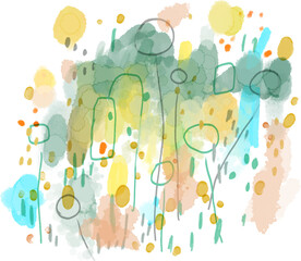 Watercolor-Style Abstract Flower Illustration