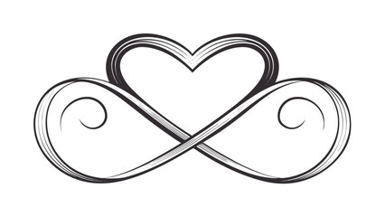 Elegant heart infinity symbol in black and white
