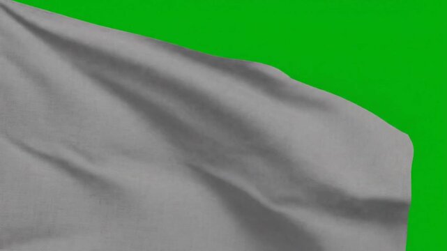 Waving gray flag of surrender or truce over a vibrant green background, seamless loop