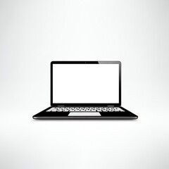 Isolated Black Laptop with Blank Screen