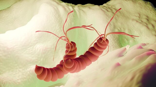 Helicobacter Pylori Bacteria - Stomach Ulcer Pathogen Visualization