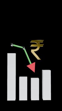 Indian Rupee Currency Market Crash - Bearish Recession 3D Animation