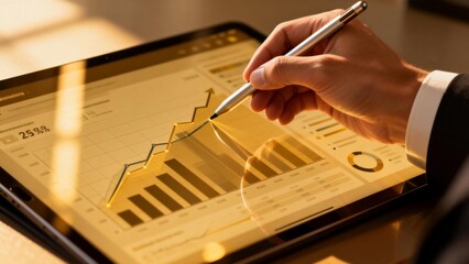 Person analyzing data on a tablet