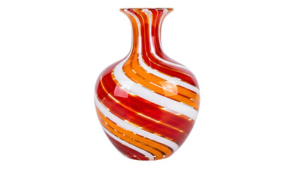 Red Orange Glass Vase Stripes