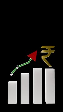 Indian Rupee Currency Market Growth - Bullish Trend 3D Animation