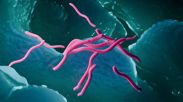 Borrelia Burgdorferi Bacteria - Lyme Disease Pathogen Visualization
