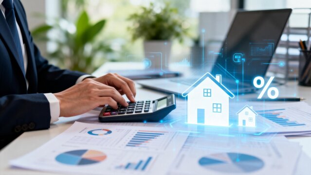 Business person working with financial data - Powered by Adobe