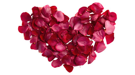 Red heart shaped rose petals for passionate romantic declaration of love