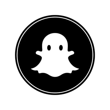 Black circular snapchat logo with white ghost icon, offering strong contrast and modern social media branding style.