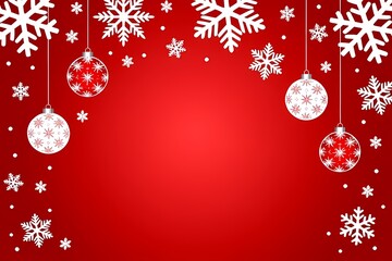 Red Holiday Bauble Snowflake Border