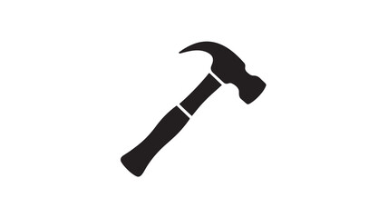 Black Silhouette Of Hammer On White Background Vector Illustration For Diy And Construction Concepts
