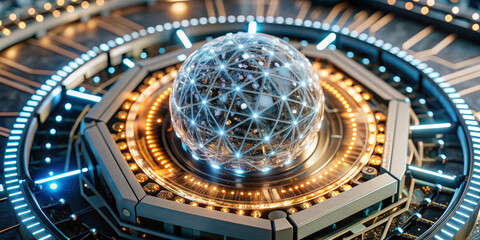 Obraz premium Advanced technological globe display