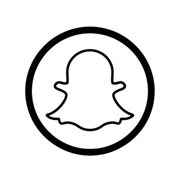 Outline snapchat ghost logo inside bold circular border, designed for clean vector social media and app branding.