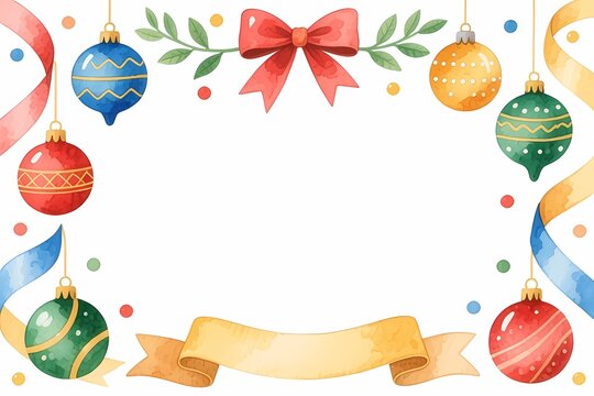 Horizontal Watercolor Holiday Border