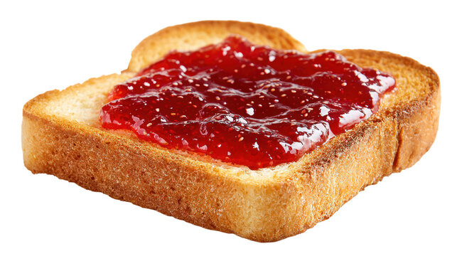 Toast with strawberry jam breakfast bread with fruit topping on transparent cutout