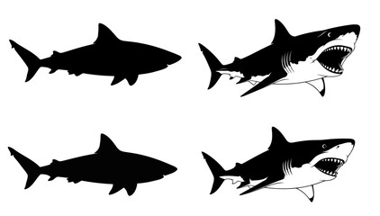 echoes of the abyss powerful art and silhouettes illustrating the oceans apex predators might set, vector isolated on transparent background