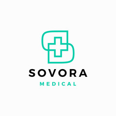 Fototapeta premium s letter health cross medical medicine hospital clinic logo