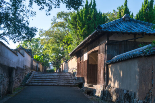 Iconic Kanjoba no Saka slope with preserved Kitsuki town, Oita