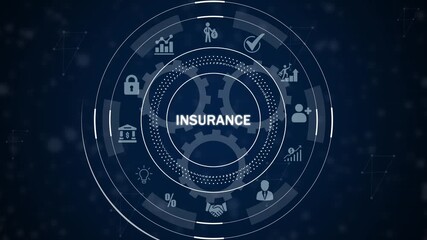 Insurance abstract digital interface with financial and data visualization representing security - Powered by Adobe
