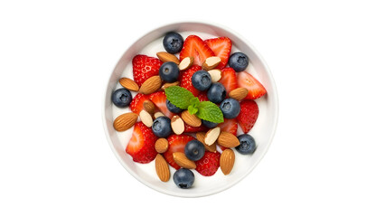 Fresh Fruit and Nuts in Yogurt Bowl