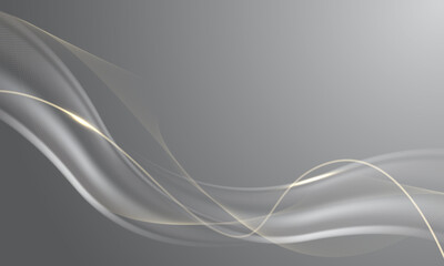 Abstract gold glossy wave overlap luxury on grey design modern background vector