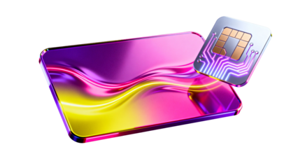 Futuristic circuit chip on glowing surface