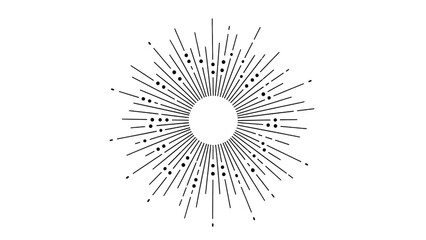 Abstract White Sunburst With Radiating Lines On Black