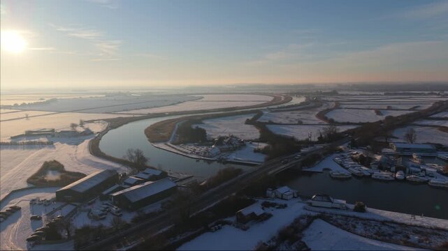 The River Bure at Acle in a Snowy Norfolk Winter Landscape
