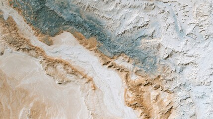 Abstract aerial view of desert terrain and geological formations