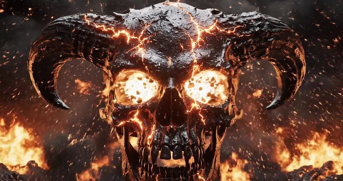 Demonic Skull in Flames Video.